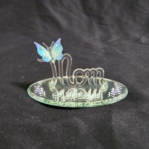 Glass Mom Ornament with Blue Butterfly